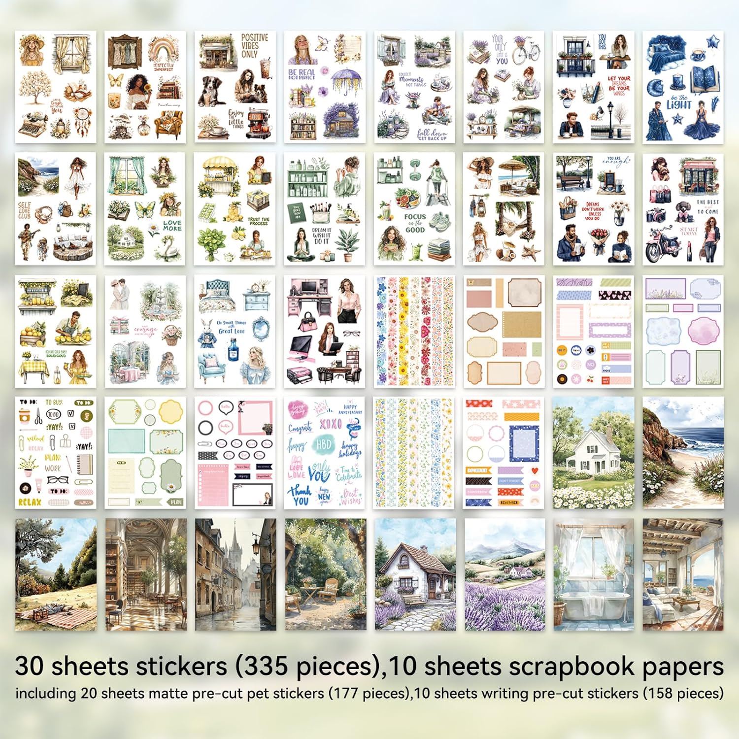 Prstincol 345pcs People Stickers Book,Planner Stickers for Junk Journal Kit,40 Sheet Scrapbook Supplies with Junk Journal Supplies and Washi Tape Sticker for Planners, Bullet Journal, Mixed Media Art image 5