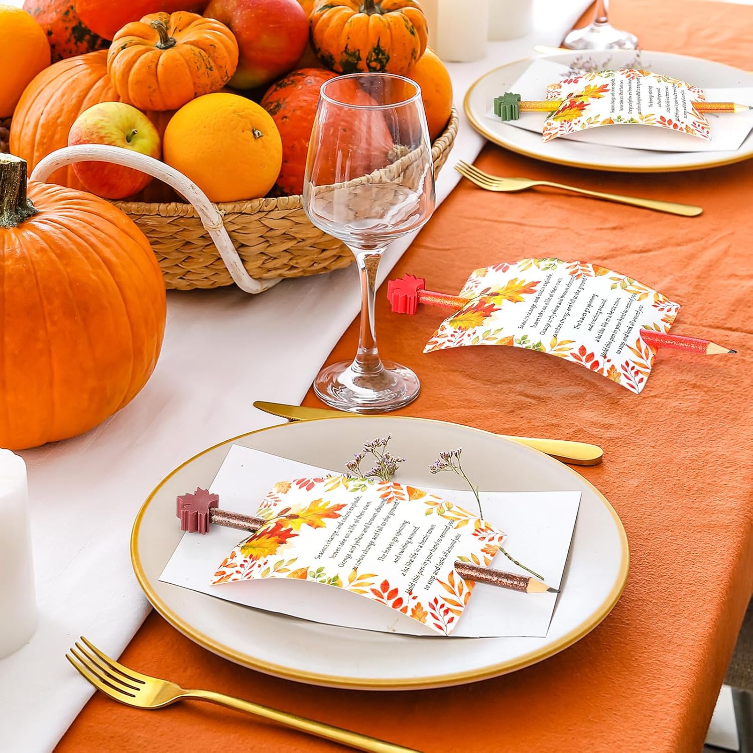 Harloon 100 Set Thanksgiving Gifts Fall Pencils Including Thanksgiving Pencils with Cute Mini Maple Leaf Erasers Fall Cards Autumn Harvest Party Favors Bulk for Classroom Students School Prizes