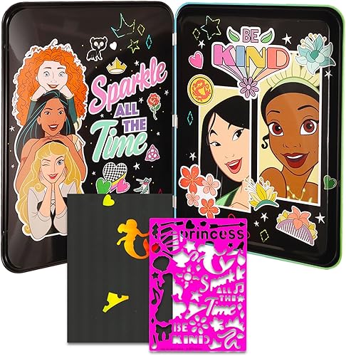Miniatura 2 de Disney Princess Kit de arte para rascar para niños, paquete con libro de actividades de princesa para rascar con la Bella y la Bestia, Cenicienta y