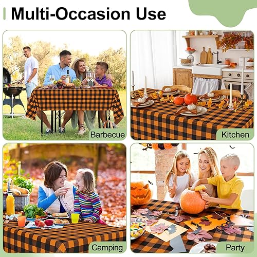 Vista 116 de misaya Paquete de 4 manteles desechables de búfalo, mantel de plástico impermeable de 54 x 108 pulgadas, manteles rectangulares a cuadros caqui