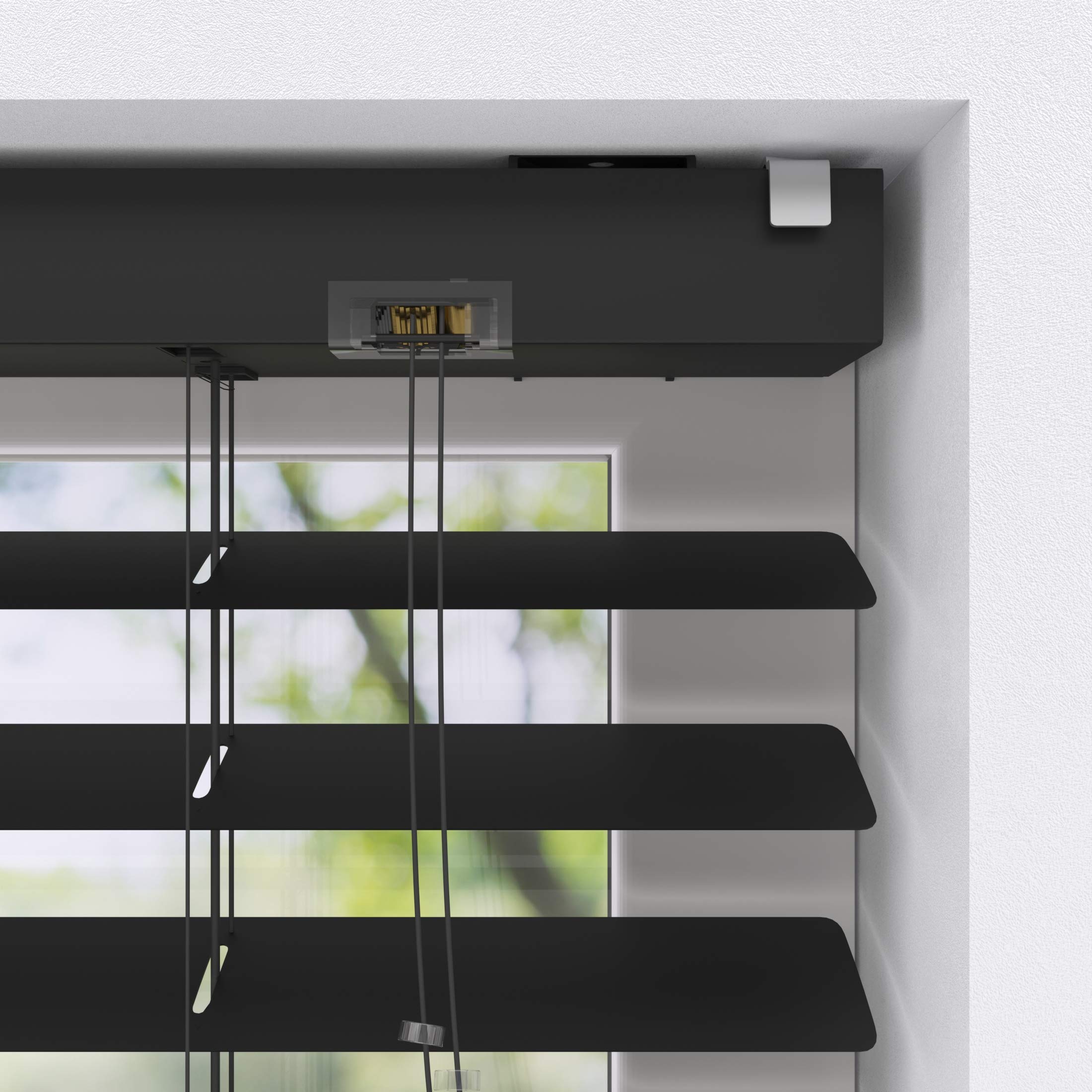 Alu Jalousie Sonnenschutz Rollo für Fenster Tür | viele Größen | 50 mm Lamellen aus Aluminium | Sichtschutz Blendschutz Wandmontage Deckenmontage Jalousette Faltrollo (100 x 180 cm, Farbe Schwarz)