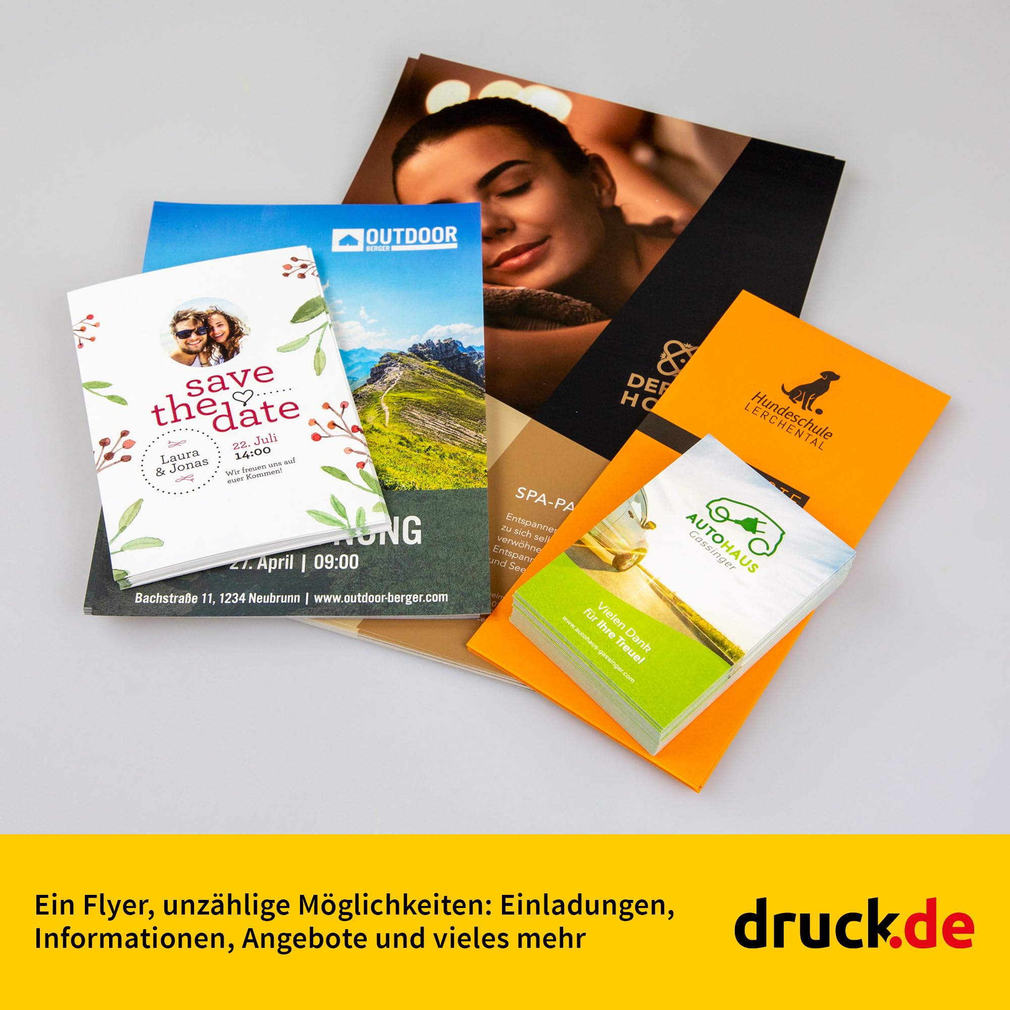Flyer - 500 Stück - A5 - hoch - beidseitig - Standard 170g glänzend | Flyer drucken, 500 Stück, A5, Hochformat, Standard, 170g Papier, beidseitig, glänzend