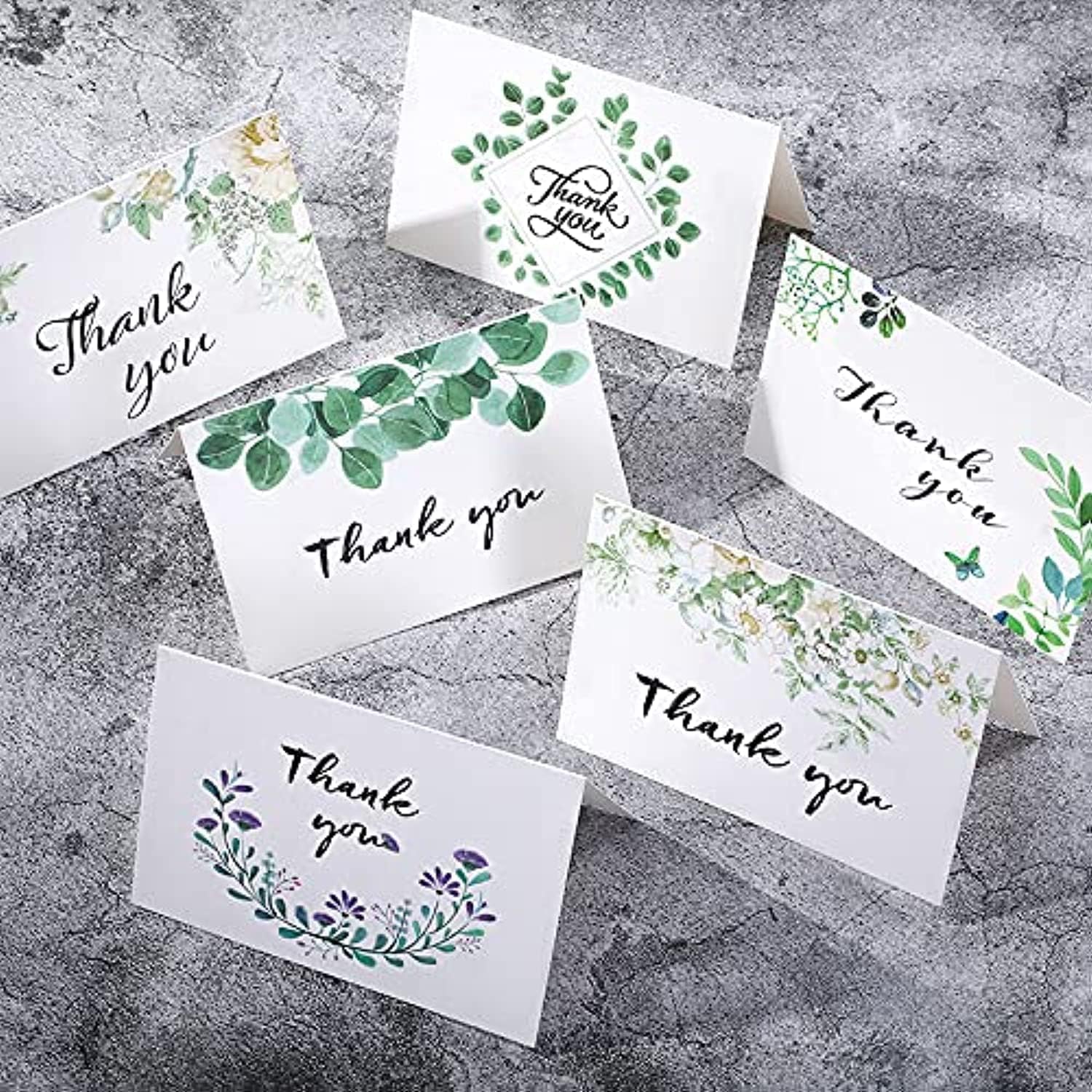 Premify 6Pcs Thank You Cards, 6 Thank You Greeting Cards with 6 Envelopes, Thank You Card for Children, Teacher, Birthday, Graduation, Weddings, Mother's Day, Business & Gifts
