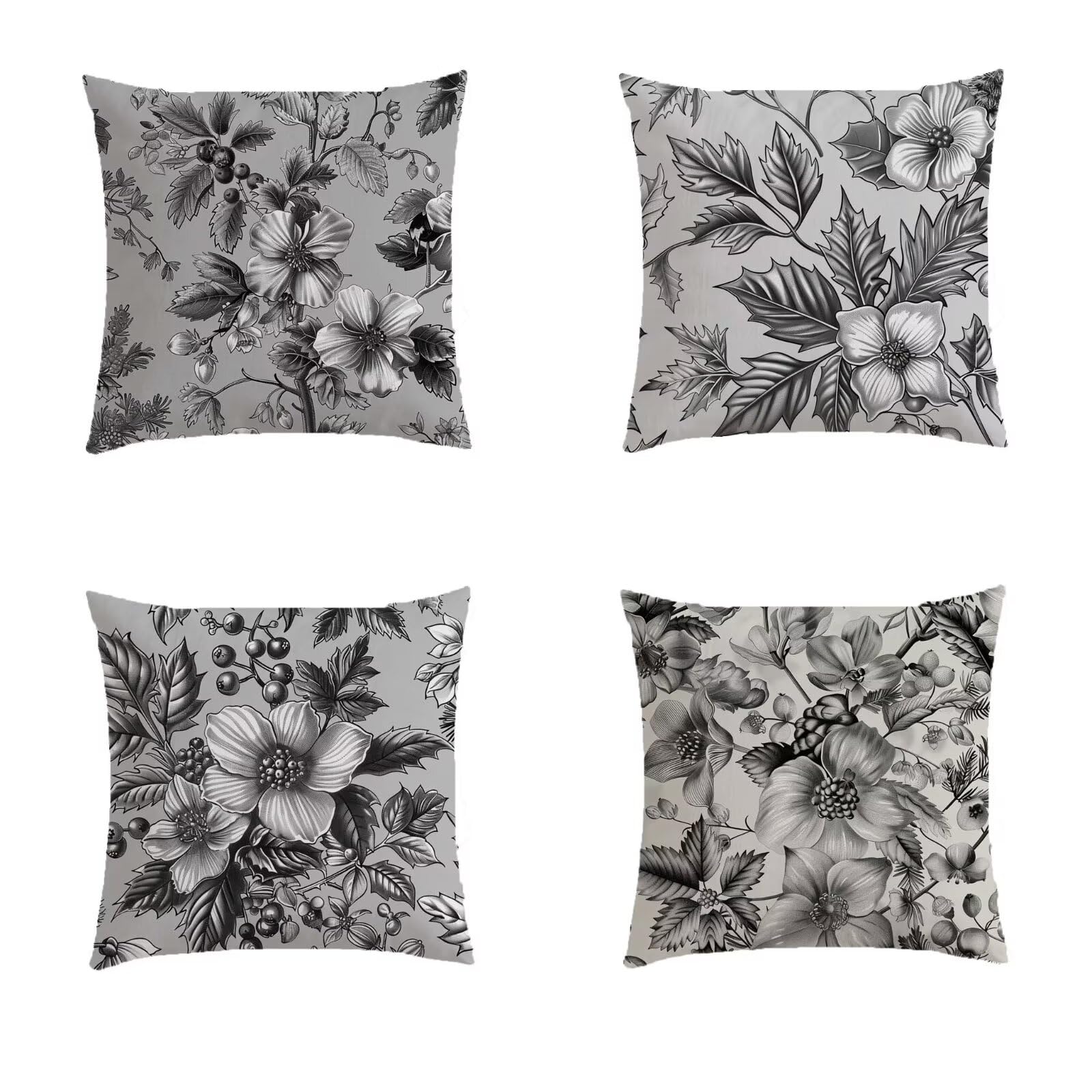 Housse de coussin carré 70x70 cm avec impression double face et glissière invisible lot de 4