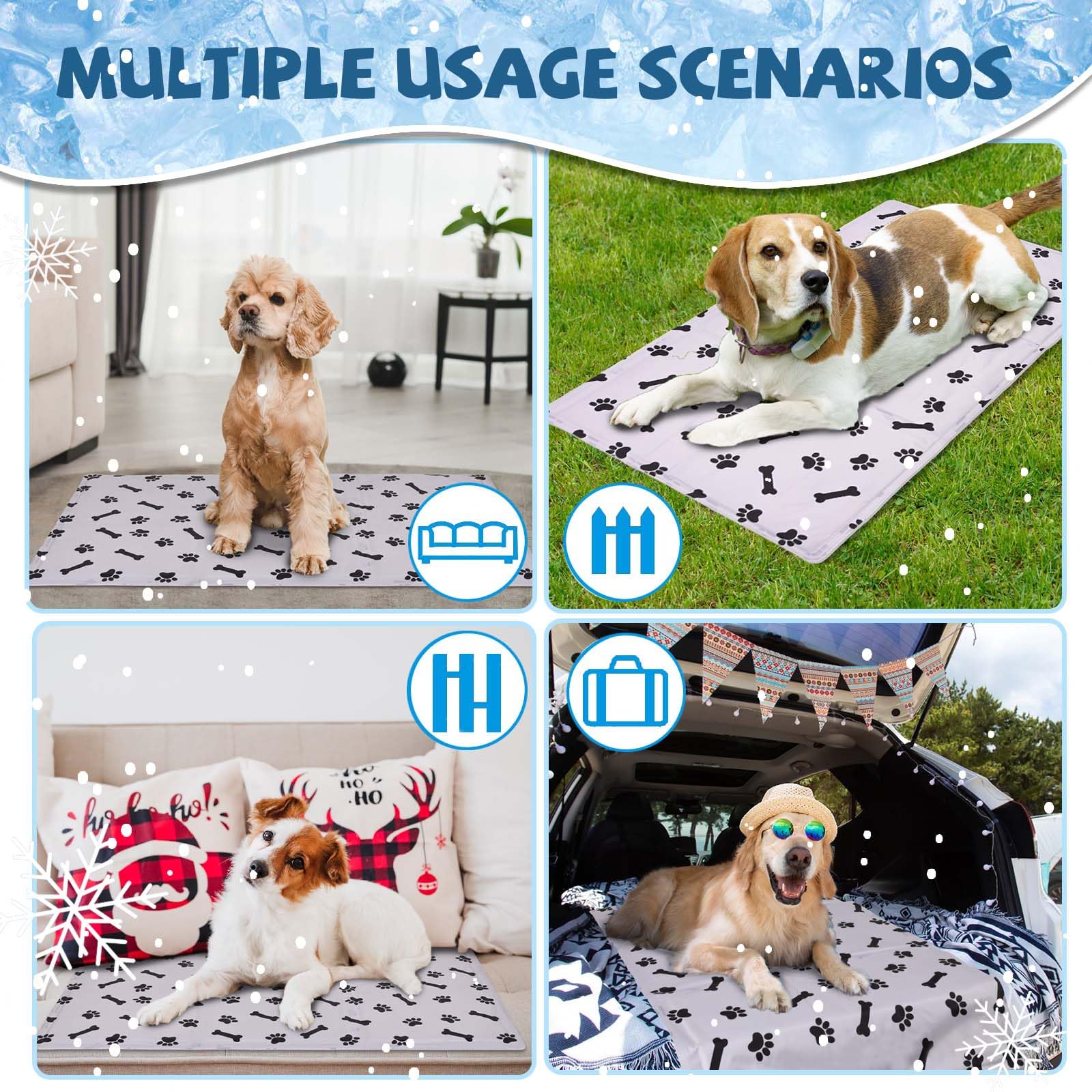 Athvibad Dog Cooling Pad, Summer Ice Mat for Dogs,Portable & Washable Sleeping Pad for Small Medium and Large Pets,Outdoor Home Use