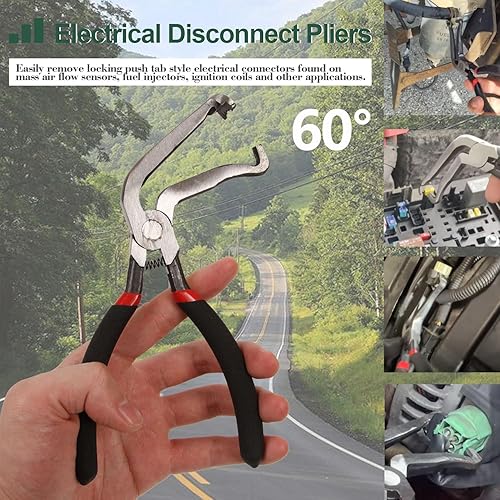 Miniatura 2 de Alicates de desconexión eléctrica, alicates para conectores eléctricos para autos con curva de 60 grados, herramientas para línea de combustible