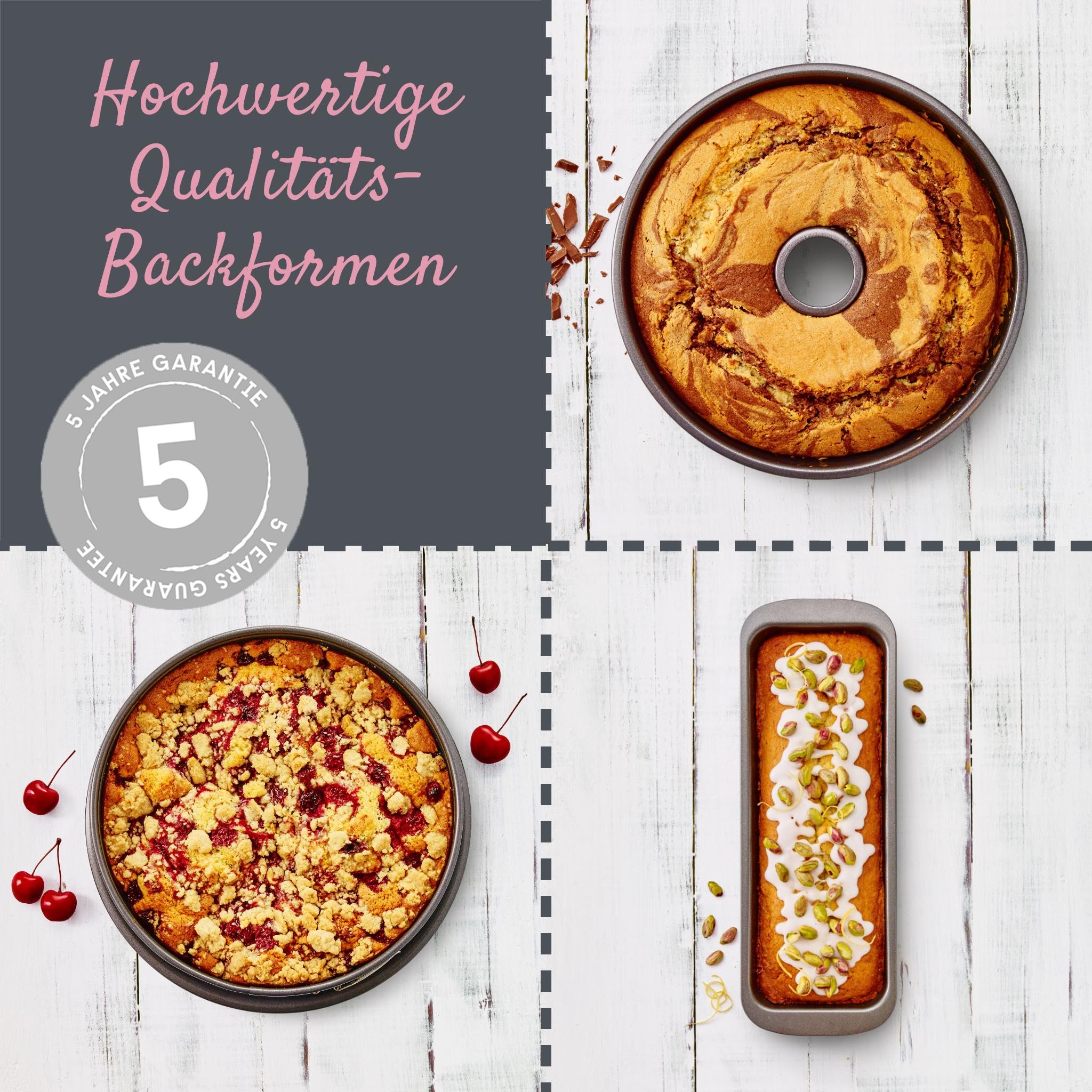 Birkmann, Backformen-Set, 3-tlg., bestehend aus Springform 26 cm, Kastenform 30 cm, Gugelhupfform 22 cm, mit hochwertiger Antihaftbeschichtung