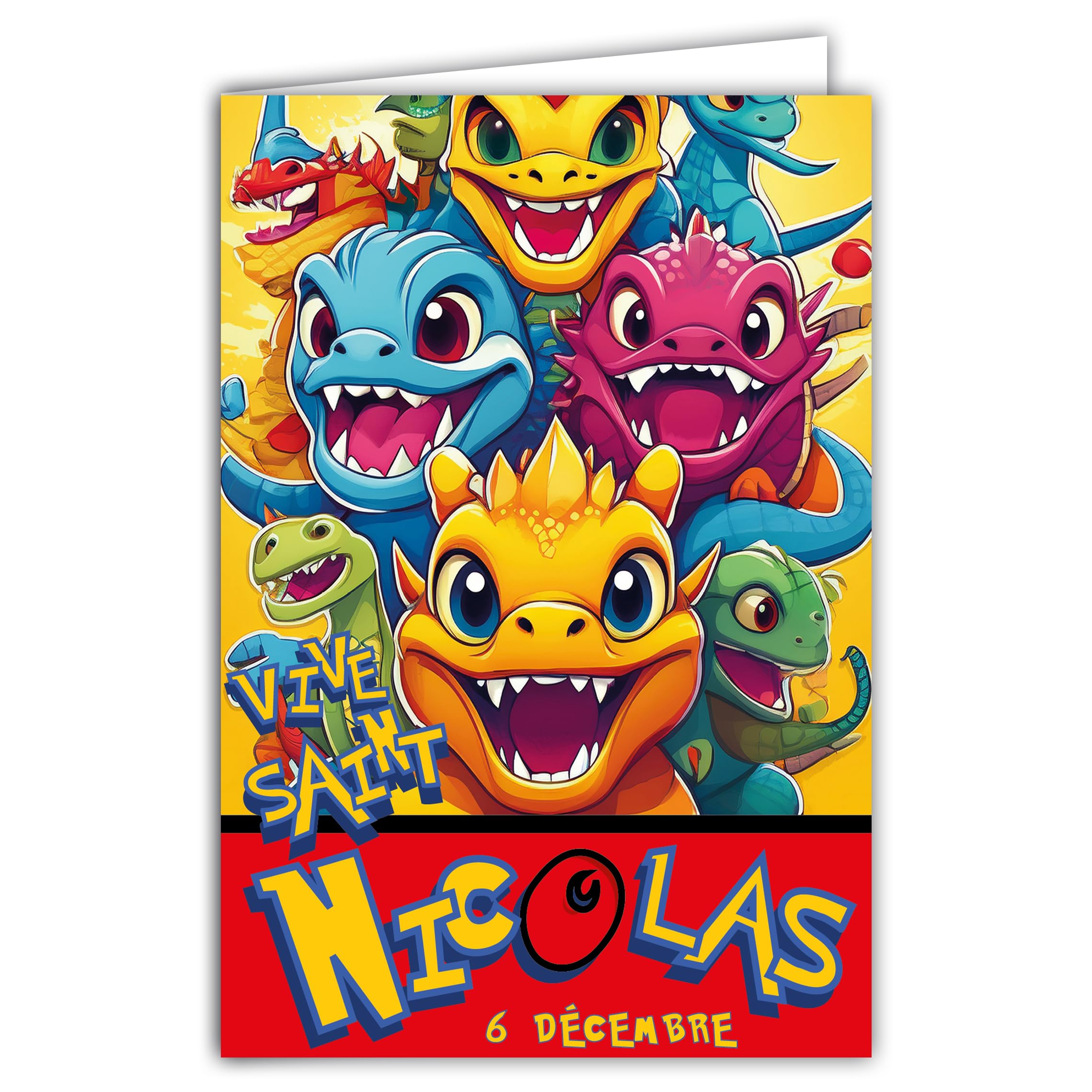 68-1365 Card Vive Saint Nicholas 6 December Wish a Happy Birthday to a School Boy Who Loves Fantastic Monsters Dragon to Collect – with White Envelope Size 12 x 17 cm