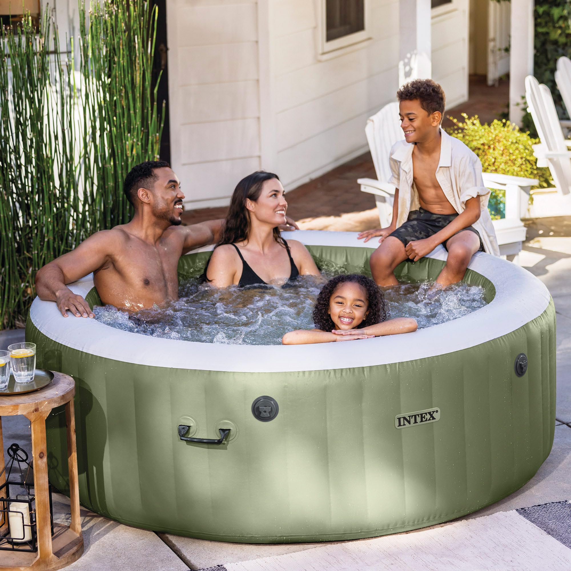 Intex 4-Person Olive Green Round Bubble Spa Set 28426NP (Inflated 196cm x 71cm)