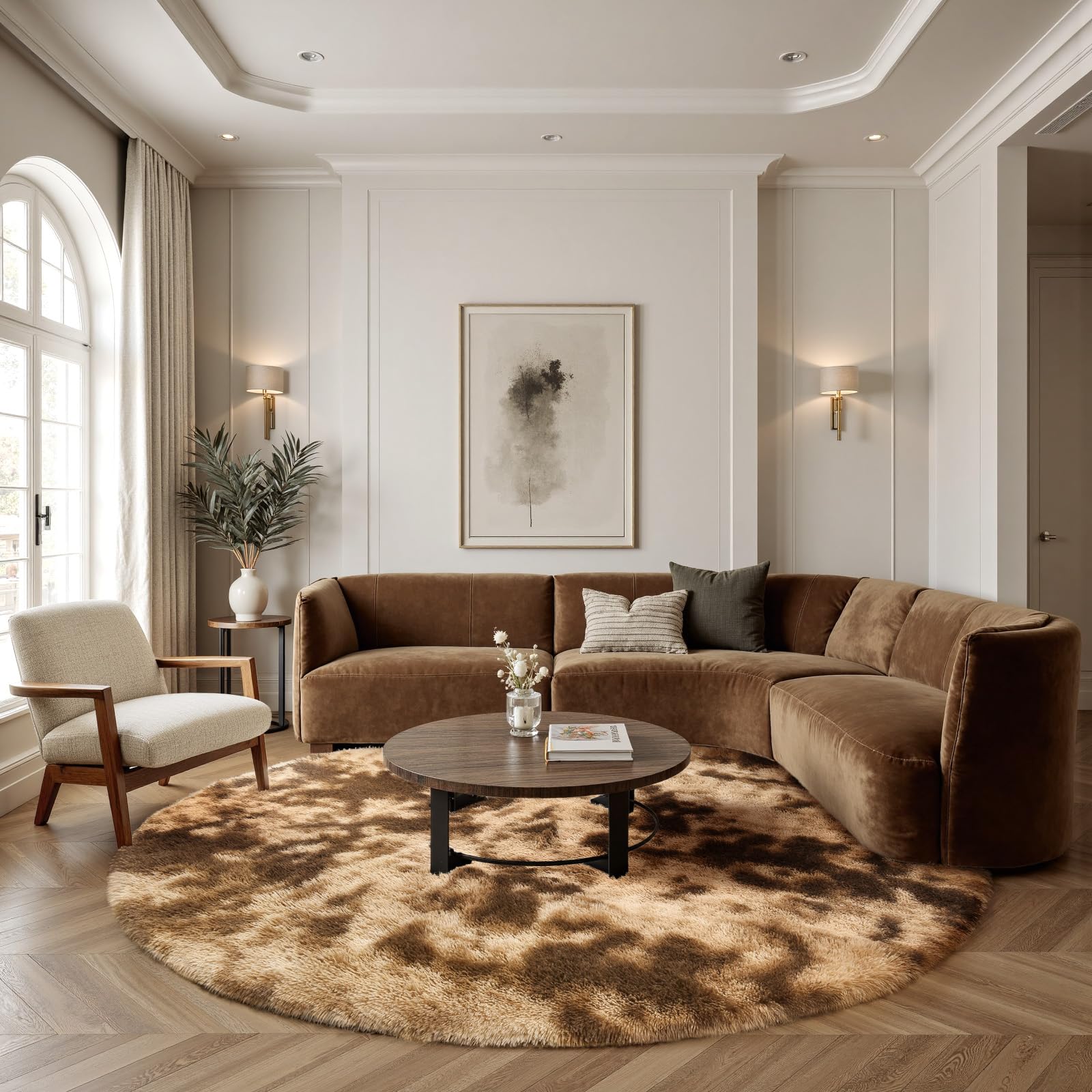 Sour Lemon Living Room Rugs, 160 x 160 cm Round Rug for Bedroom, Washable Non-Slip Fluffy Rug, Shaggy Soft Rugs Mat for Children, Hallway, Living Room โ image 1