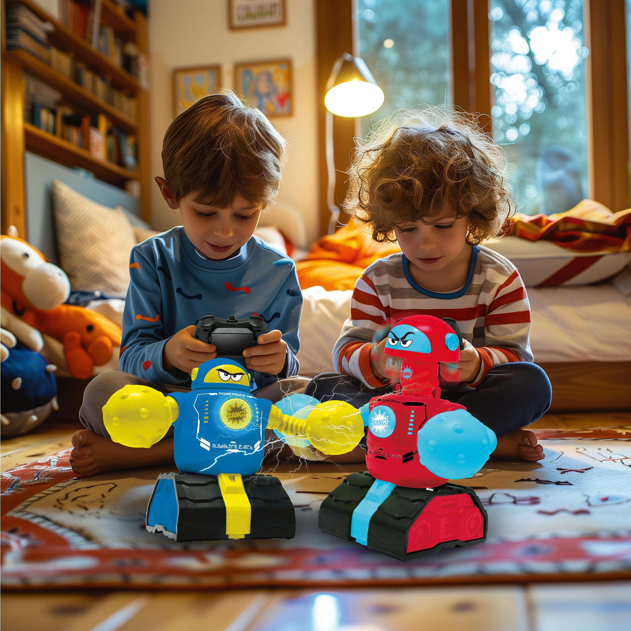 Lexibook, Powerman Robots Gladiadores Eject, ROBDUO2 | Robots batalla RC, modo duelo, luz y sonido, azul/rojo