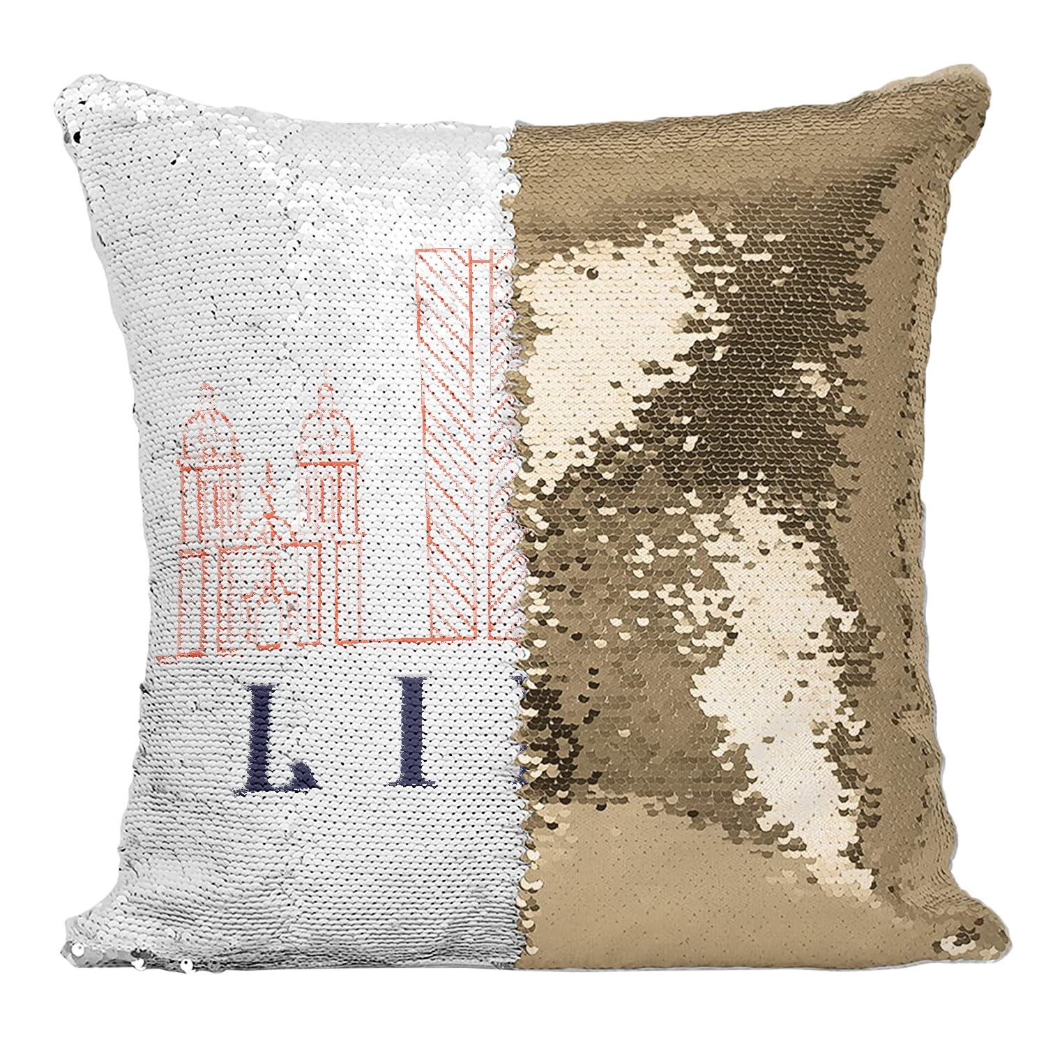 Coussin Sequin Doré Lima Pérou : Housse Paillettes Voyage