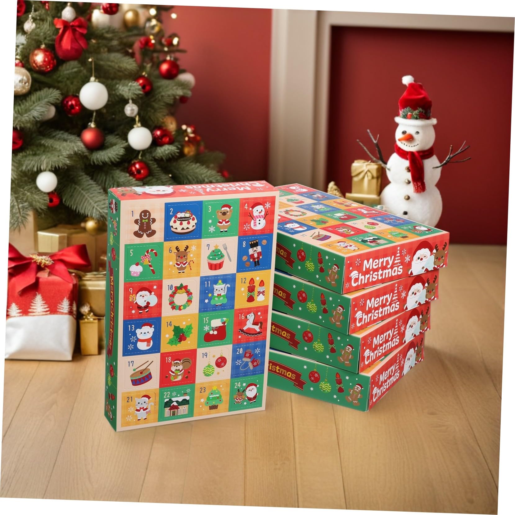 GARIOUANS Adventskalender Boxen 15 Stück mit 24 Fächern Selbstgemacht Weihnachtsleckereien Boxen aus Papier Kleine Weihnachtsboxen zum Befüllen für Kinder und Erwachsene Tägliche
