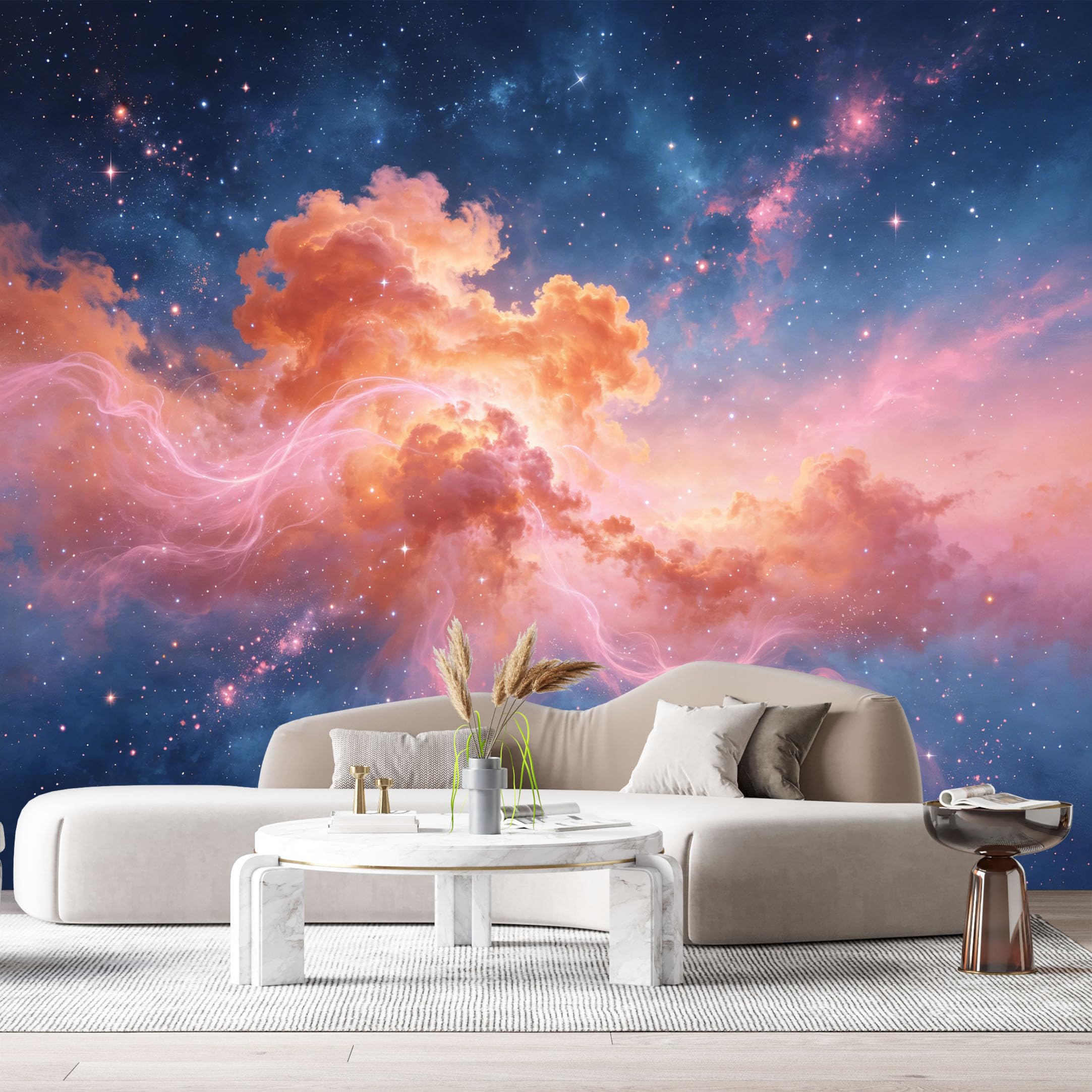 Custom Size Wall Murals Abstract Celestial Galaxy Nebula Glowing Stars Space Art SelfAdhesiveWall Fabric Removable Wallpaper Wall Decor for Living Room Bedroom Bathroom
