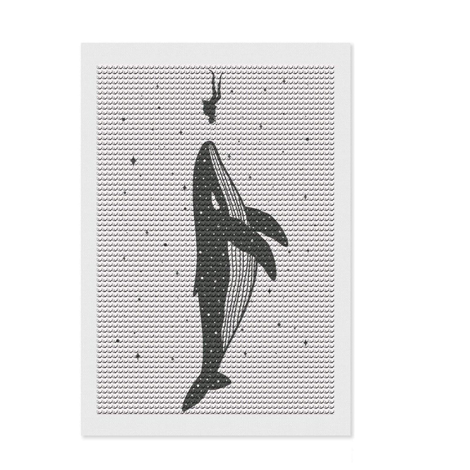 Junmoney Space Whale Diamond Art Kit 8"x12", Calming Craft to Unwind, with Tool Kit, Living Room Decor, Festive Craft Gift