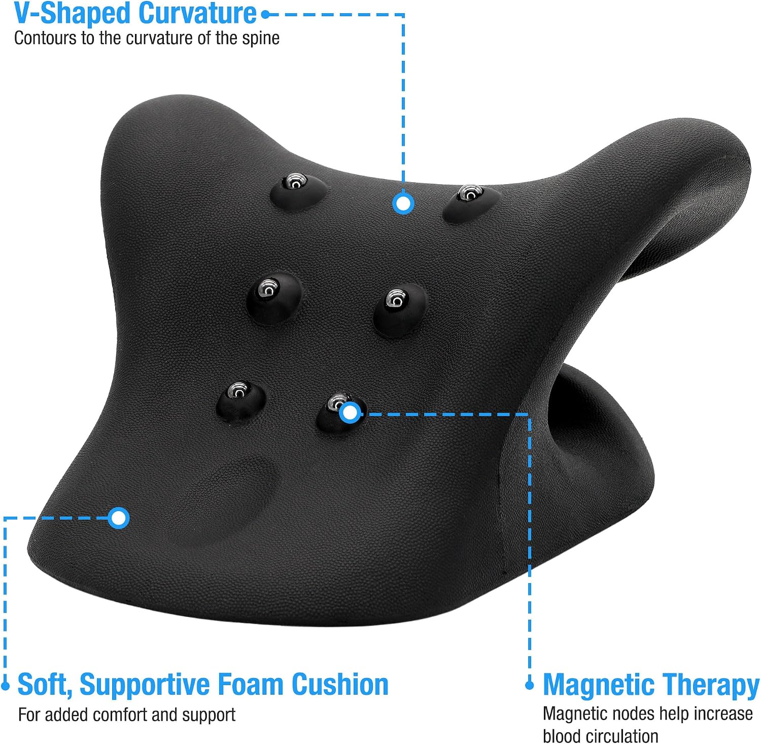 HealthSmart Neck & Shoulder Traction Device, Neck & Shoulder Relaxer, Magnetic Therapy, Cervical Spine Alignment and TMJ Relief, Neck Pain Relief, Black
