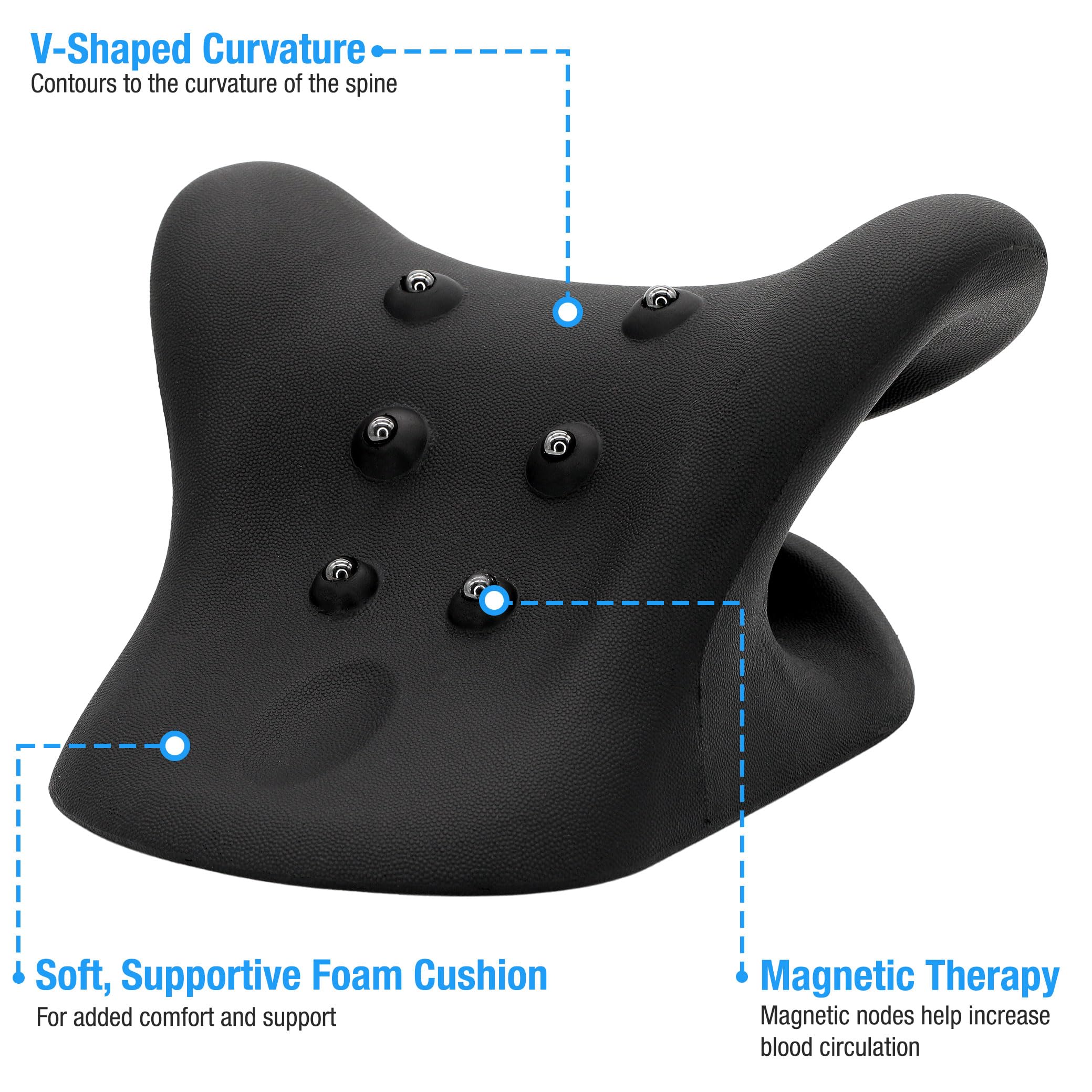 HealthSmart Neck & Shoulder Traction Device, Neck & Shoulder Relaxer, Magnetic Therapy, Cervical Spine Alignment and TMJ Relief, Neck Pain Relief, Black