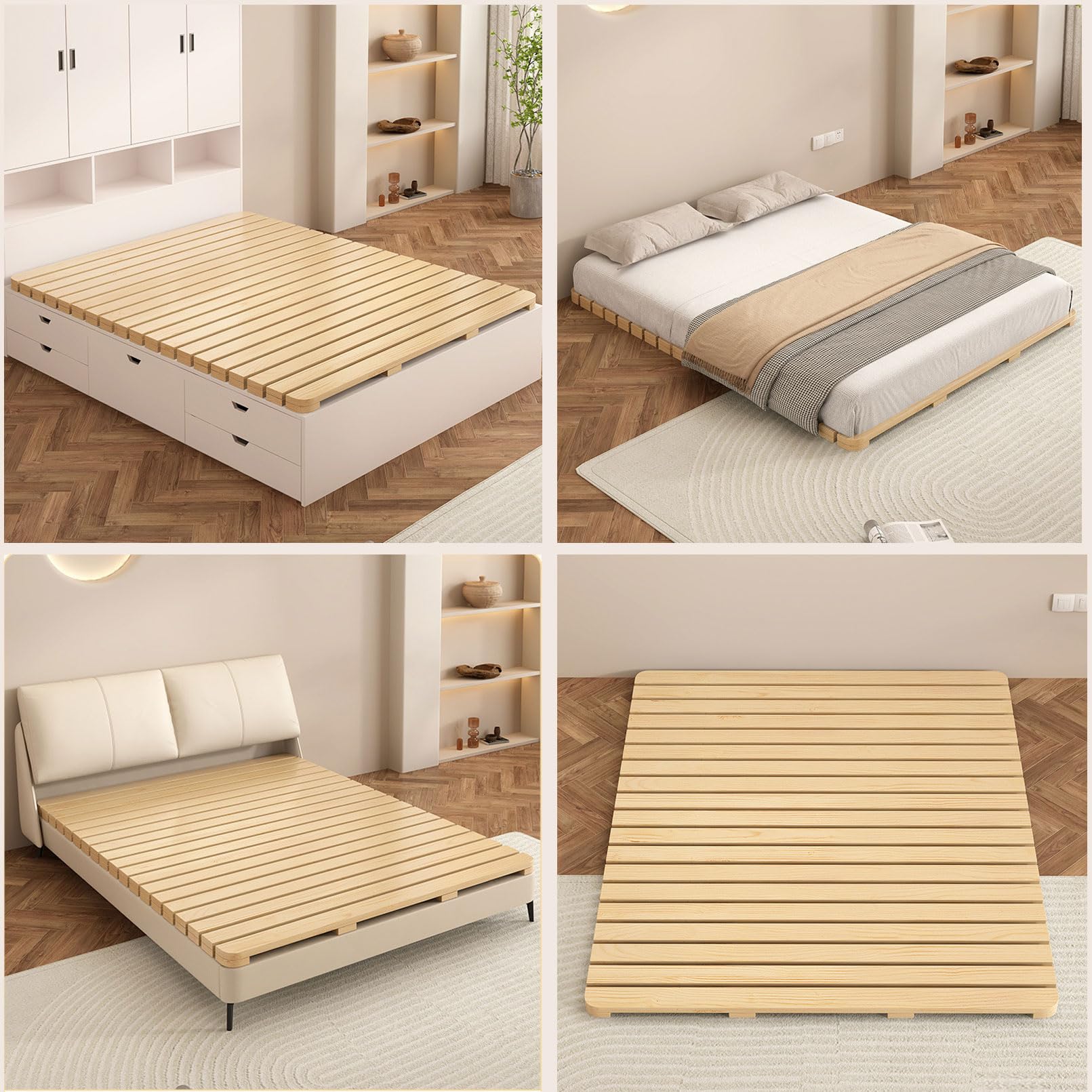 Rollbare Lattenrostmatte Aus Massivem Paulownia-Holz, Tatami Futonbett Palettenbett Palettenbett Japanisches Bett Pallettenmoebel für Minimalisten, Gäste,79" Lx39.3 W