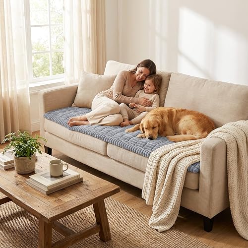 Miniatura 5 de Smiry Couch Cover for Dogs Washable, Non Slip Fuzzy Pet Couch Covers for 3 Cushion Sofa Pet Friendly, Thick Soft Sofa Slipcovers Cushion Protector