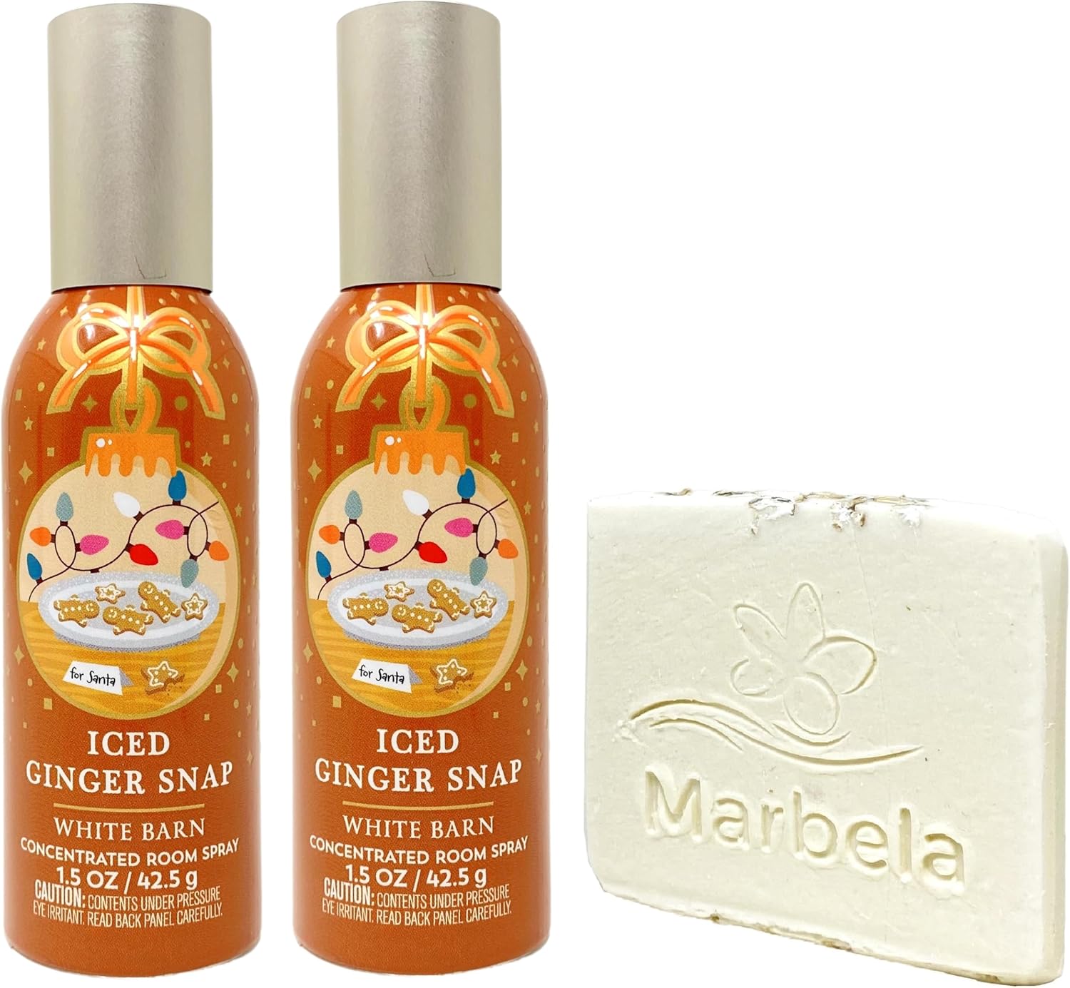 Bath & Body Works Iced Ginger Snap Concentrated Room Spray 2 Piece Bundle with a Natural Oats Sample Soap