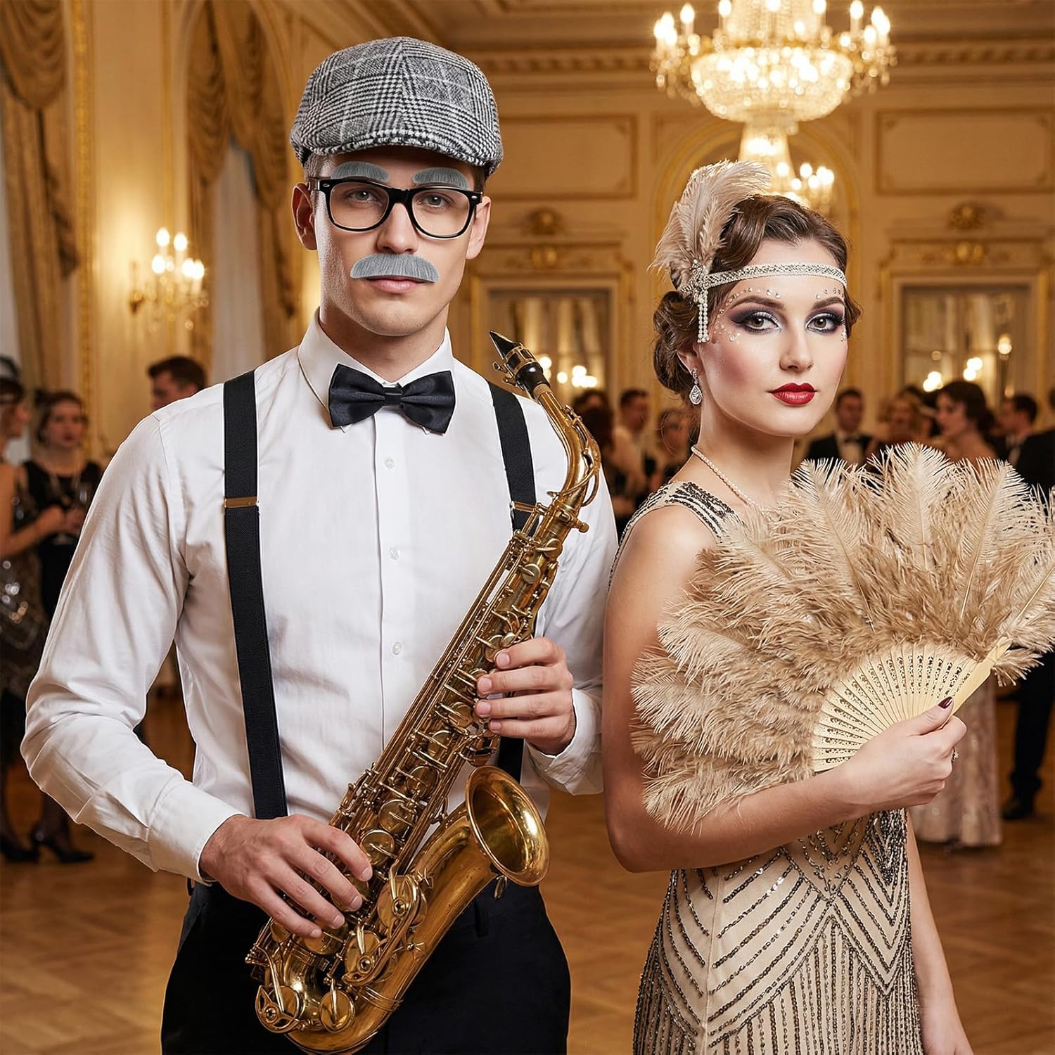 Old Man Costume Set 100 Days of School Grandpa Costume for Adults Newsboy Hat 1920s Accessories for Halloween - Image 3