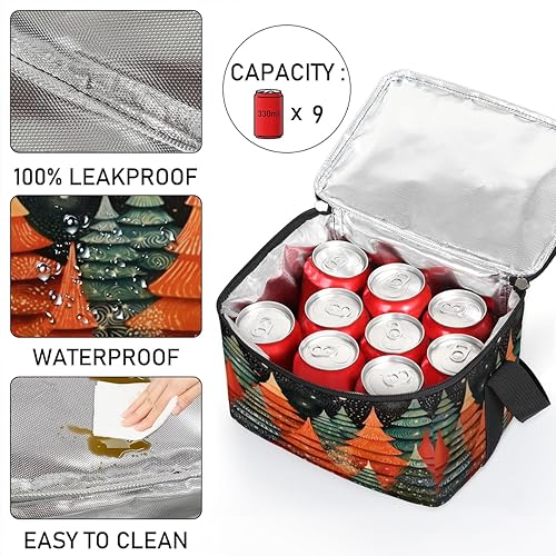 Miniatura 5 de Christmas Tree Fun Style Insulated Lunch Bag Women Reusable Lunch Tote Square Meal Bag for Adults Men Cooler Lunch Box for Work Travel Picnic Food