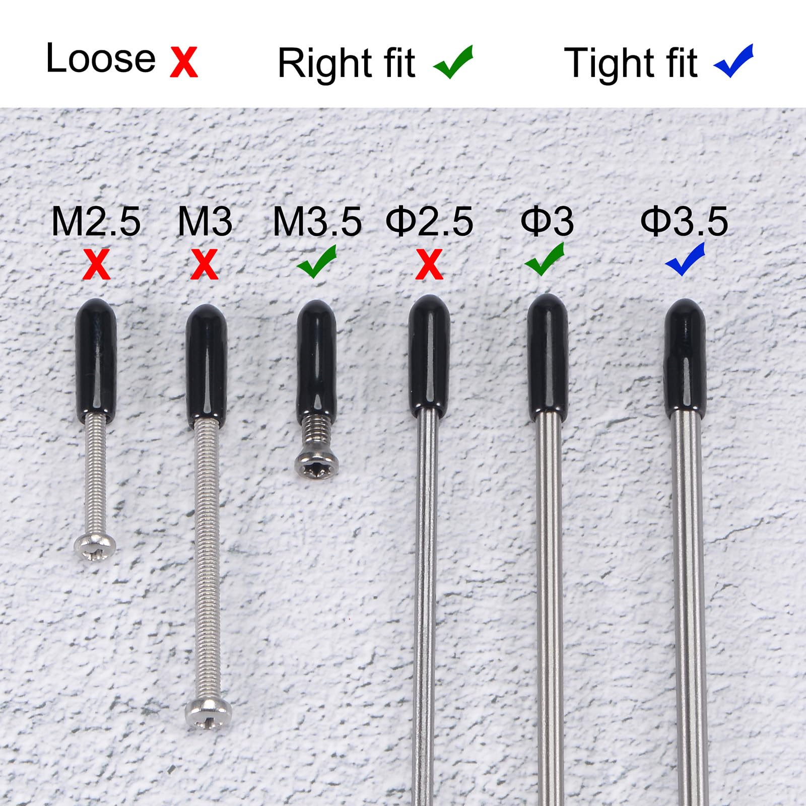 QUARKZMAN 4Pcs Embouts En Caoutchouc 40mm ID Couvercle De Capuchon De Boulon De Tube Rond En Vinyle, Protecteurs De Filetage De Vis, Gris