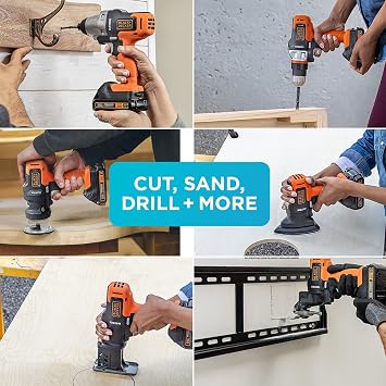 BLACK+DECKER Cordless Drill Combo Kit with Case, 6-Tool with Screwdriver Bit Set, 42-Piece (BDCDMT1206KITC & BDA42SD)