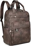 MASINTOR Leather Laptop Backpack for Women, Stylish Computer Backpack College Business Work Shoulder Bags Work and Travel