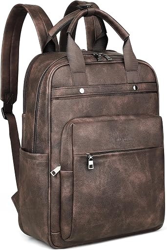 MASINTOR Leather Laptop Backpack for Women, Stylish Computer Bag | Womens Shoulder Handbag, Chic Tassel Accent, Adjustable Strap, Ideal for Travel, Work & Daily Use
