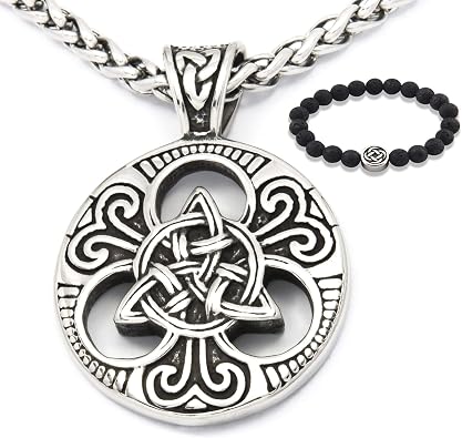 Interwoven Triquetra Pendant Necklace Love Infinity Stainless Steel Celtic Knot Jewelry Men Women