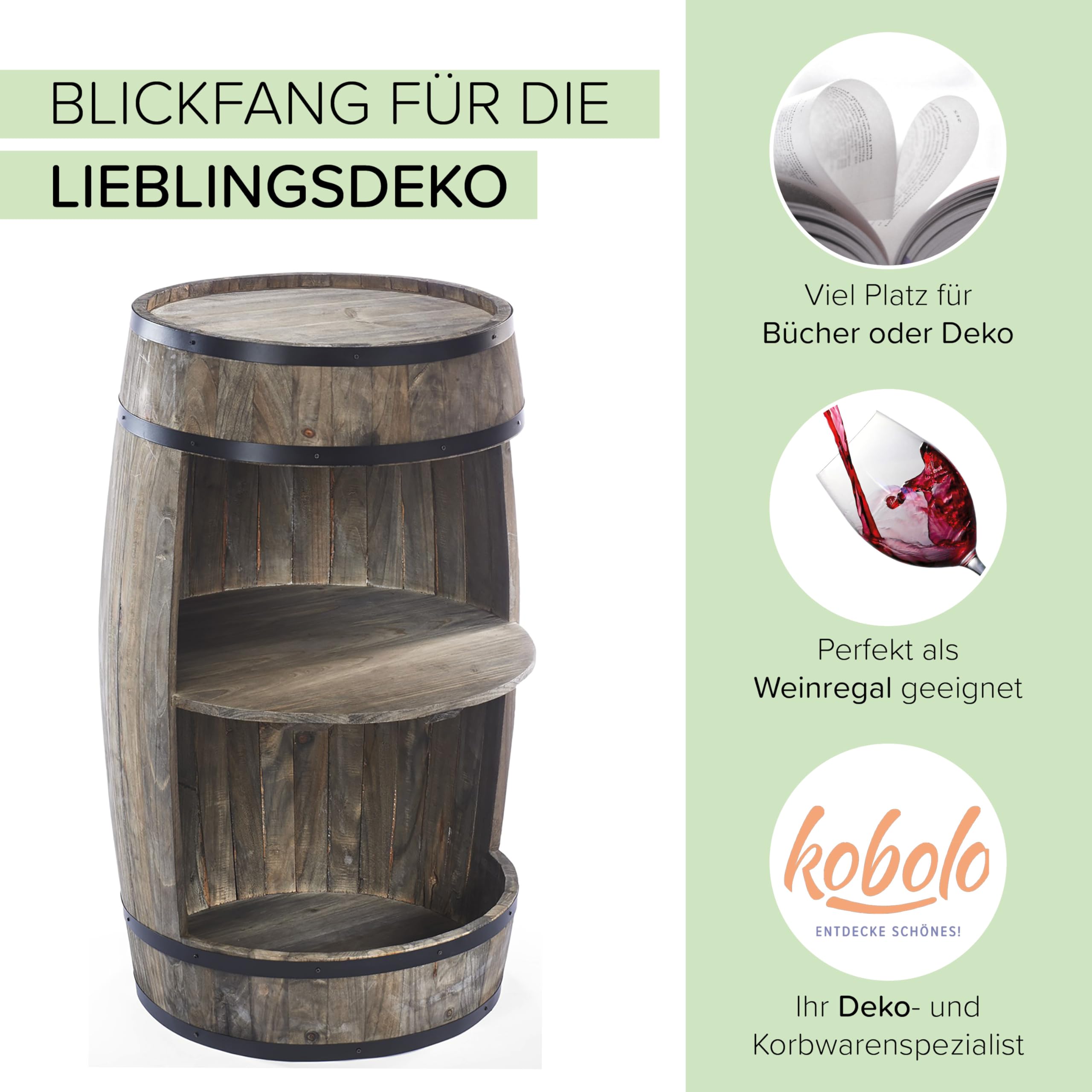 Kobolo Weinregal Bar Spirituosenschrank Anrichte Barregal 48x80 cm Braun