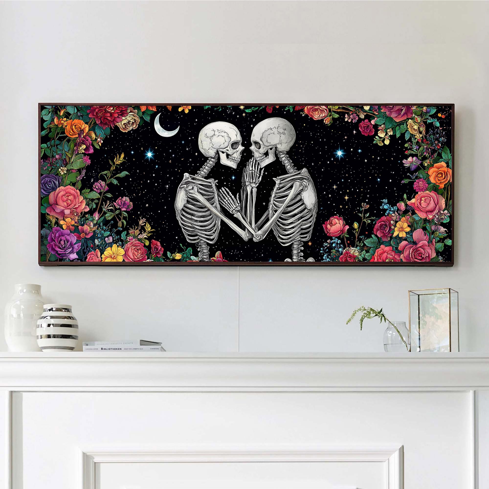 VAIIEYO 5D DIY Skeleton Skull Large Diamond Painting Kit, Large Diamond Art for Adults Couple, Paint with Round Full Drill Crystal Rhinestone Diamonds Gem Art for Home Wall Decoration Gift 12X31Inch