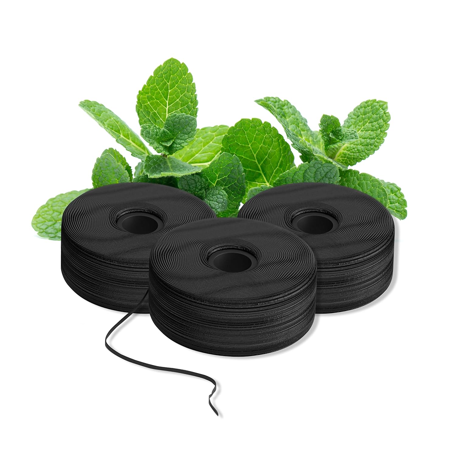 BURST Expanding Dental Floss Refills 32 Yards 3 Pack Mint Eucalyptus Aroma Bobbins Woven Tooth Floss Stain-Absorbing Vegan