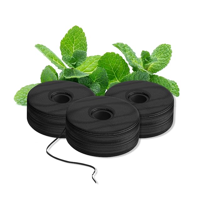 BURST Expanding Dental Floss Refills 32 Yards 3 Pack Mint Eucalyptus Aroma Bobbins Woven Tooth Floss Stain-Absorbing Vegan