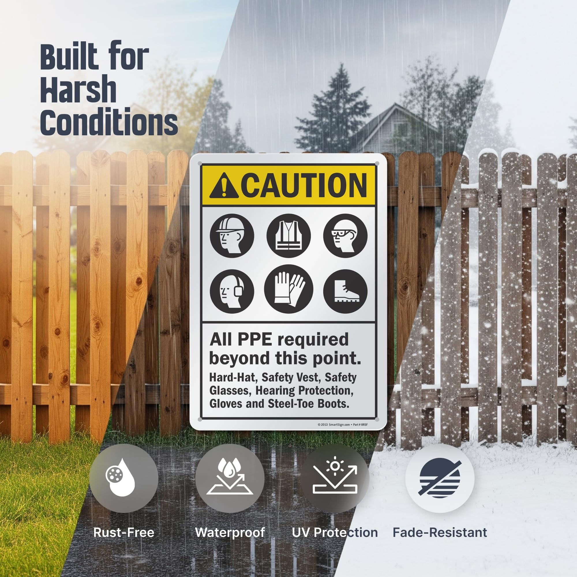 Caution PPE Sign - Durable Aluminum Safety Sign -2 Caution PPE Sign - Durable Aluminum Safety Sign -2