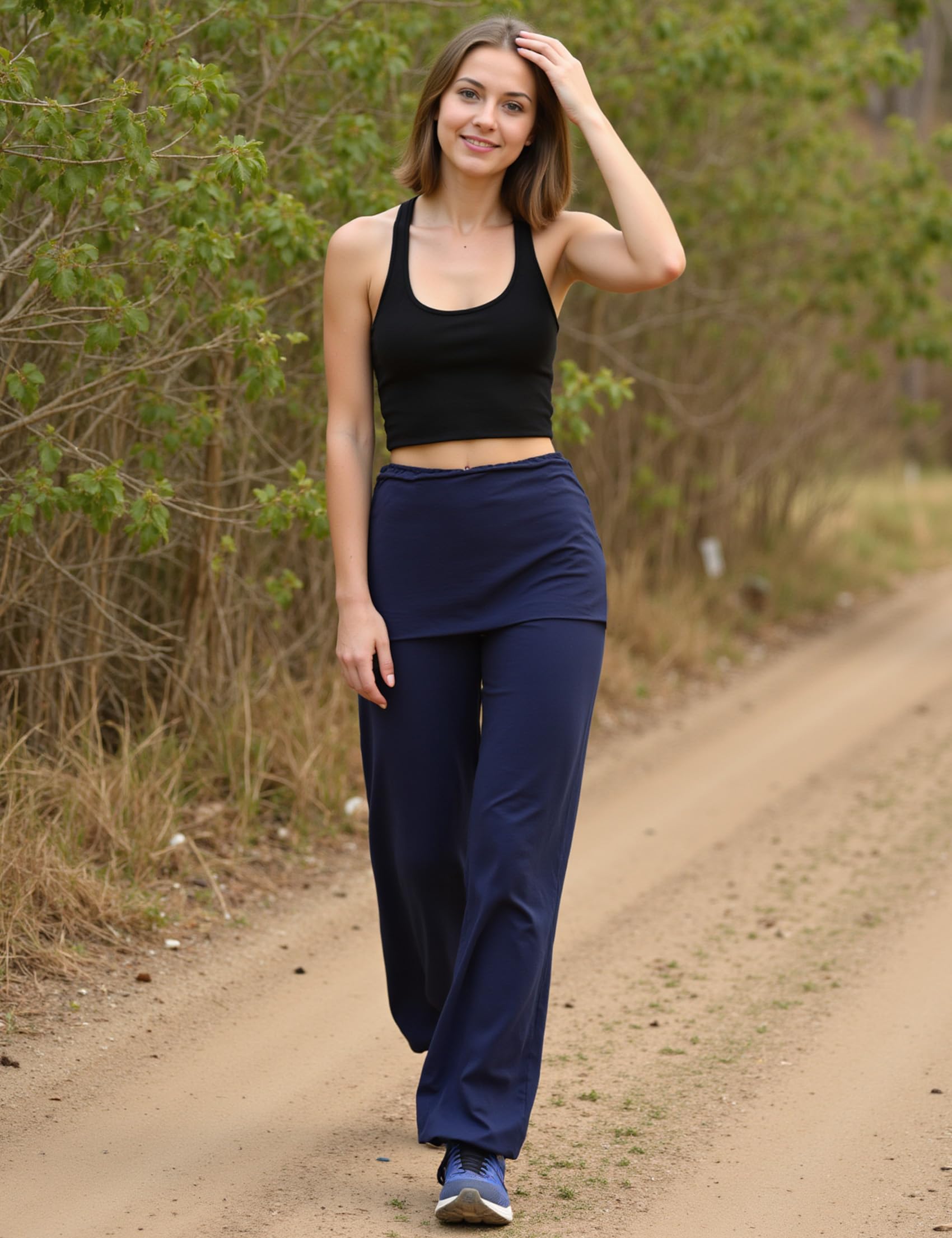 Terecey Yogahose Damen Lang Haremshose Locker Mit Rock für Yoga Pilates | Weiches Stretchgefühl, Rockbund Design, Lockerer Schnitt, Yoga Pilates, Sommer Strand, Freizeit und Zuhause Tragen