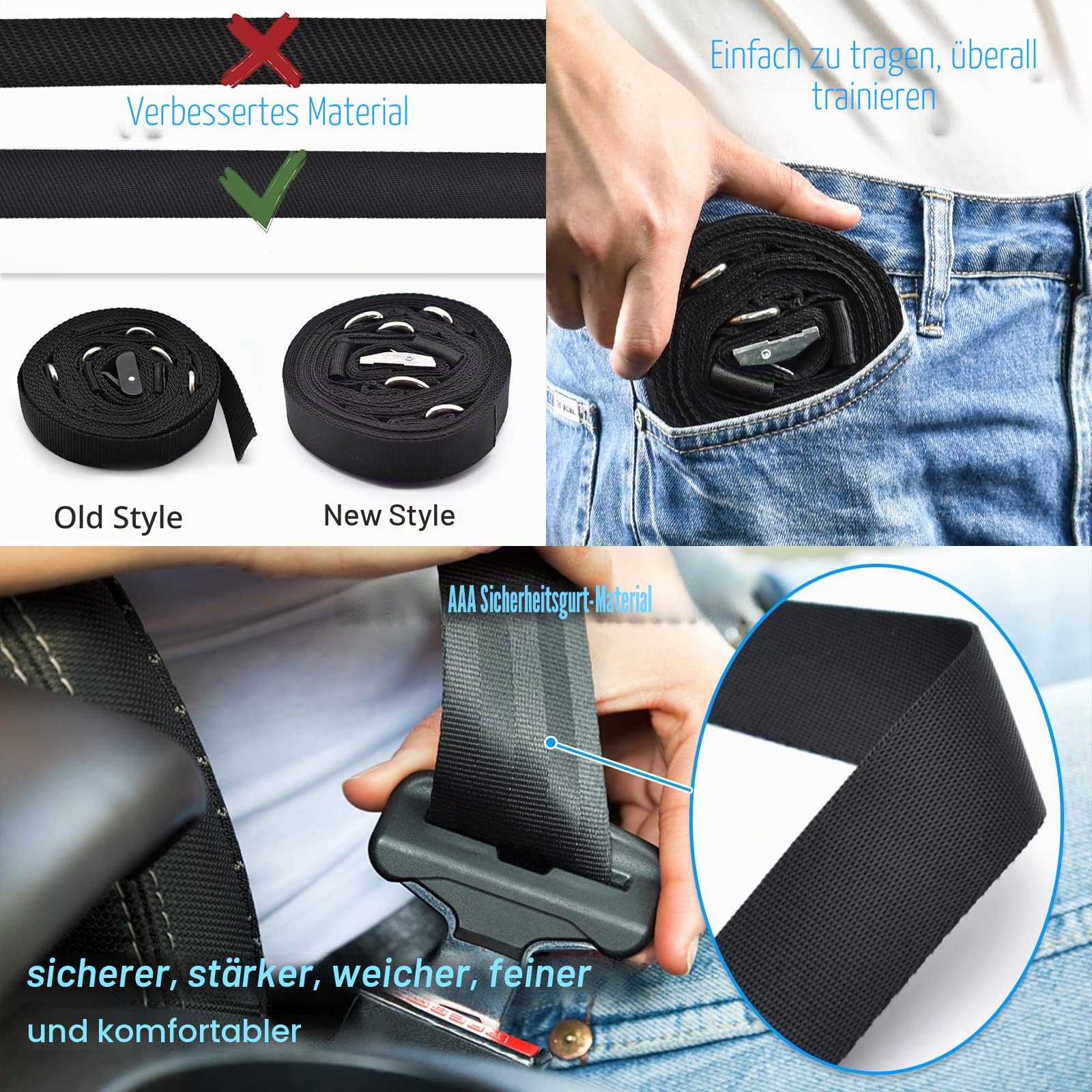 Brebebe Türanker Gurt für Widerstandsbänder Übungen, Multi-Point Anker Gym Befestigung für Home Fitness, tragbares Türband Widerstand Workout Ausrüstung, stanzfrei, nagelfrei