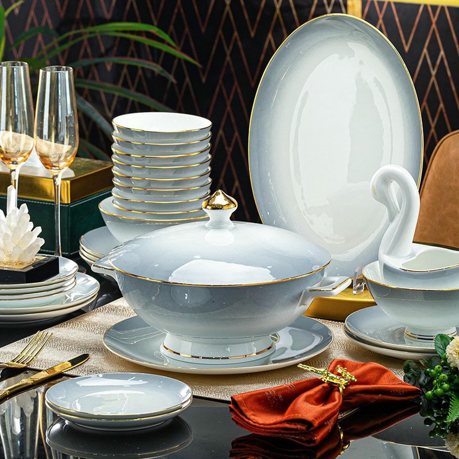 Porcelana kostna okrągły kwiat wykwintne naczynia domowe odporne na wysokie temperatury zindywidualizowana zastawa stołowa - 30 cm naczynia rybne