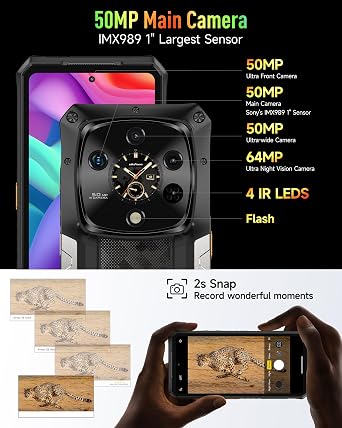 Ulefone Armor 28 Ultra 5G AI Rugged Phone, 32GB+1TB/2TB Expansion, MTK Dimensity 9300+ 12-Core, 6.67 AMLOD Dual Screen, 64MP+50MP+50MP Real Camera, 120W, IP68/IP69K, 8K Video, Widevine L1, Android 15