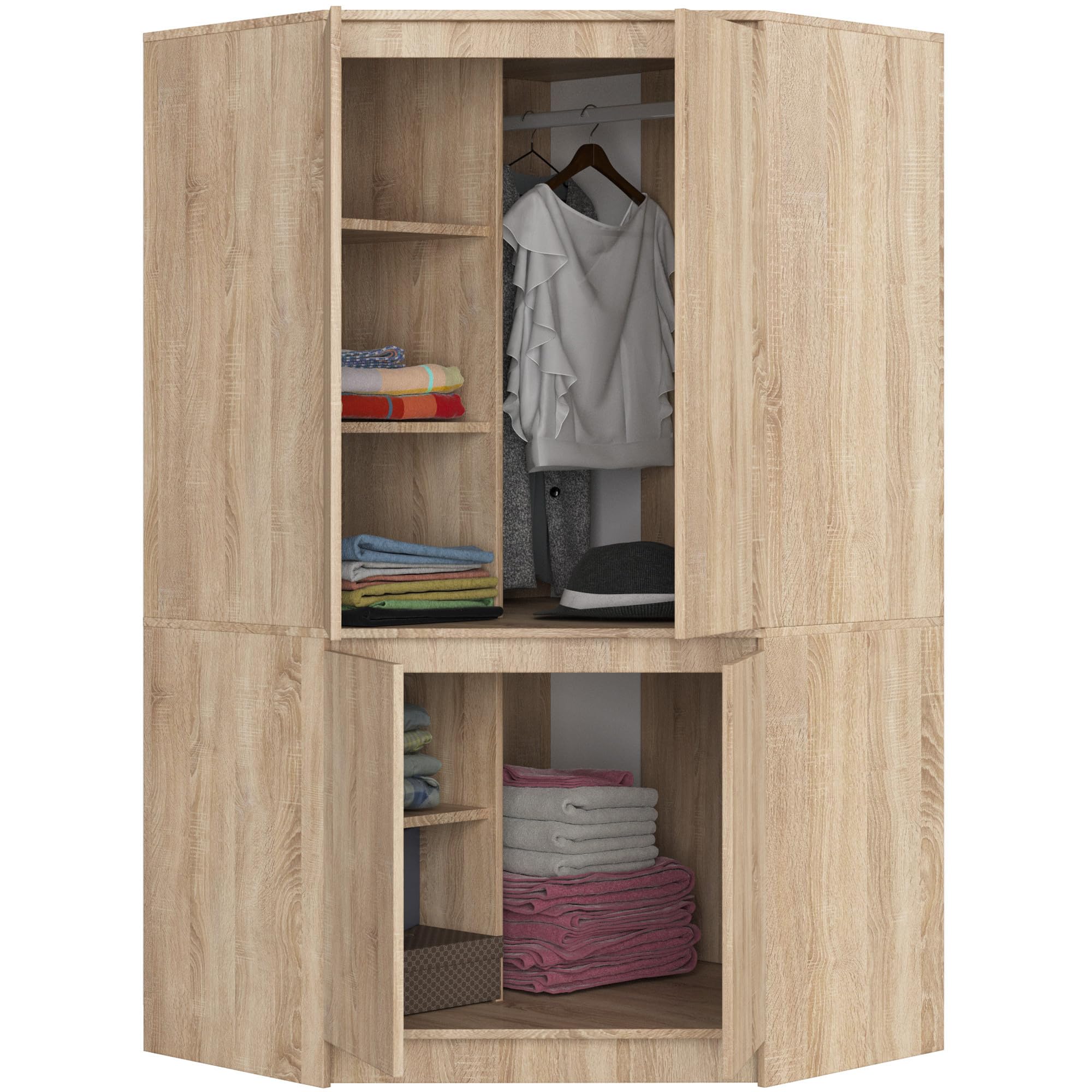 Armario esquinero AKORD S100 Roble Sonoma 100 cm con 4 puertas y 6 estantes acabado en Roble Sonoma 100x50x180 cm