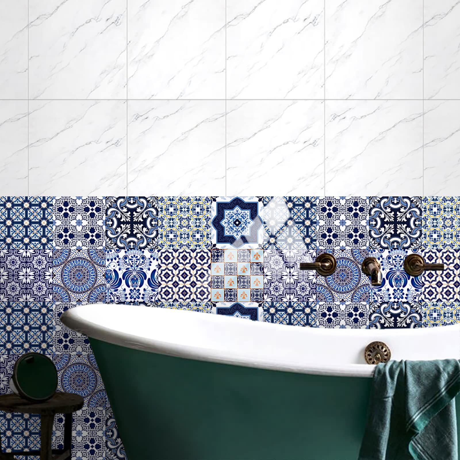 Stickers Carrelage Métro – 30 Autocollants 10x20 Cm – Crédence Salle De Bain & Cuisine (Bleu Poudré)