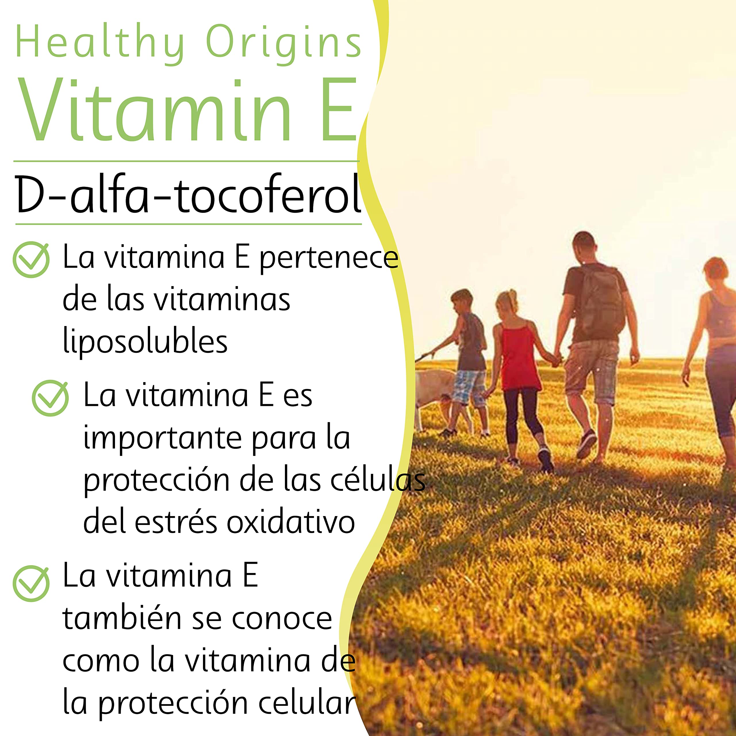 Healthy Origins, Natural Vitamin E, 1.000UI, 120 Cápsulas blandas, Probadas en Laboratorio, Sin Gluten, No GMO