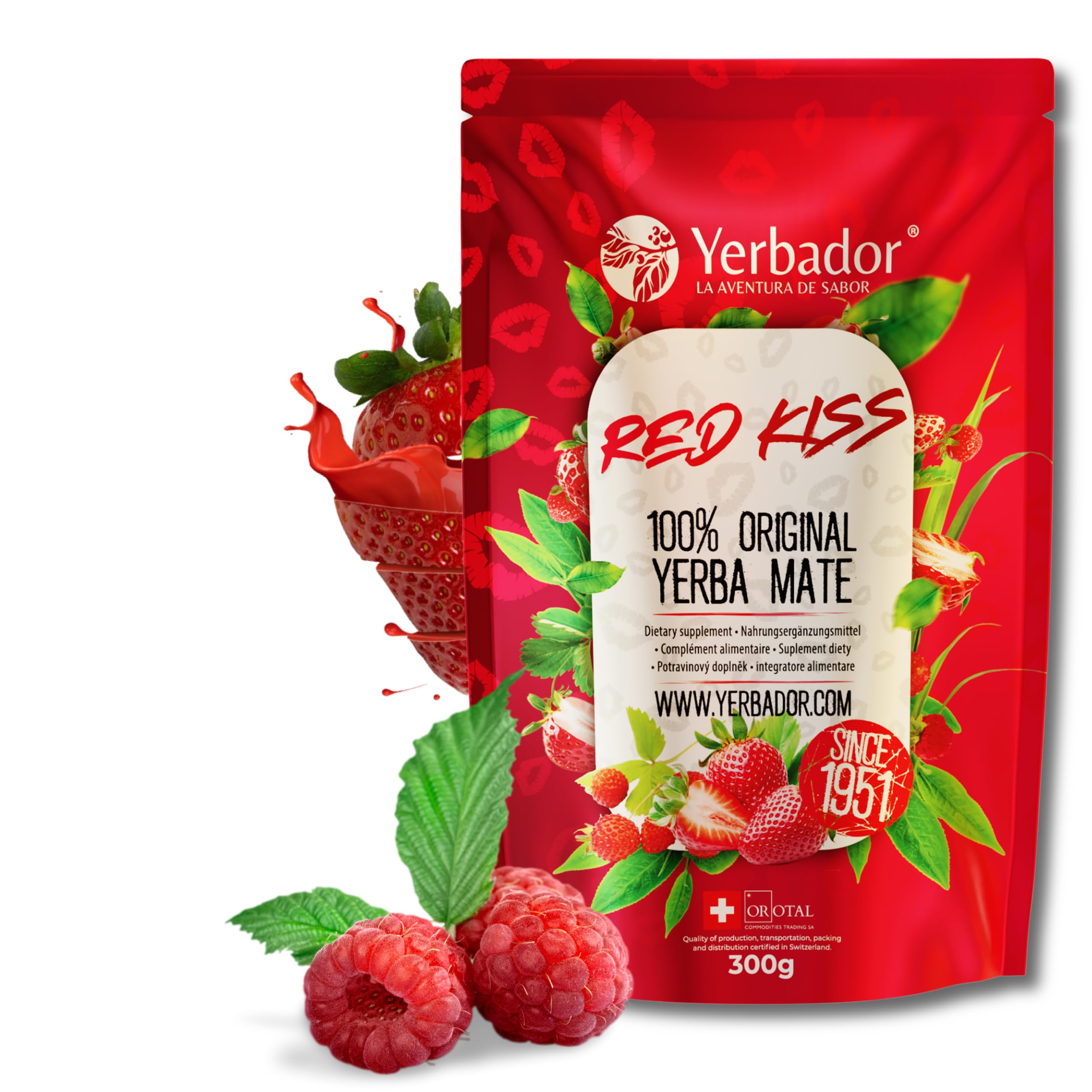 Yerbador Yerba Mate Tee 300g – Natürlicher Koffeinkick, Premium Teemischung, Für heißen Aufguss oder Tereré, Aromatisch & ergiebig – Red Kiss