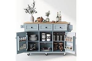 LUMISOL Kitchen Island with Drop Leaf Expands Kitchen Functionality