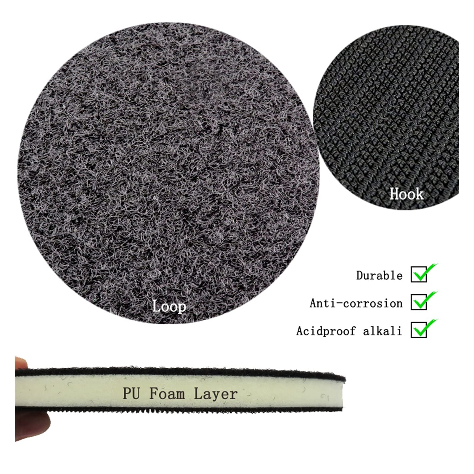 Cepillo de esponja de lija lijado 5pcs 6 "150 mm de 7 orificios de la PU de espuma de la PU de la PU de la interfaz de la densidad de la densidad media y la almohadilla de pulido de lijador de lijador