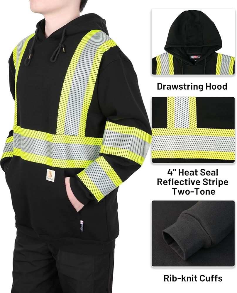 Amazon.com: BOCOMAL FR Hoodies High Visibility Cotton Fleece Hi