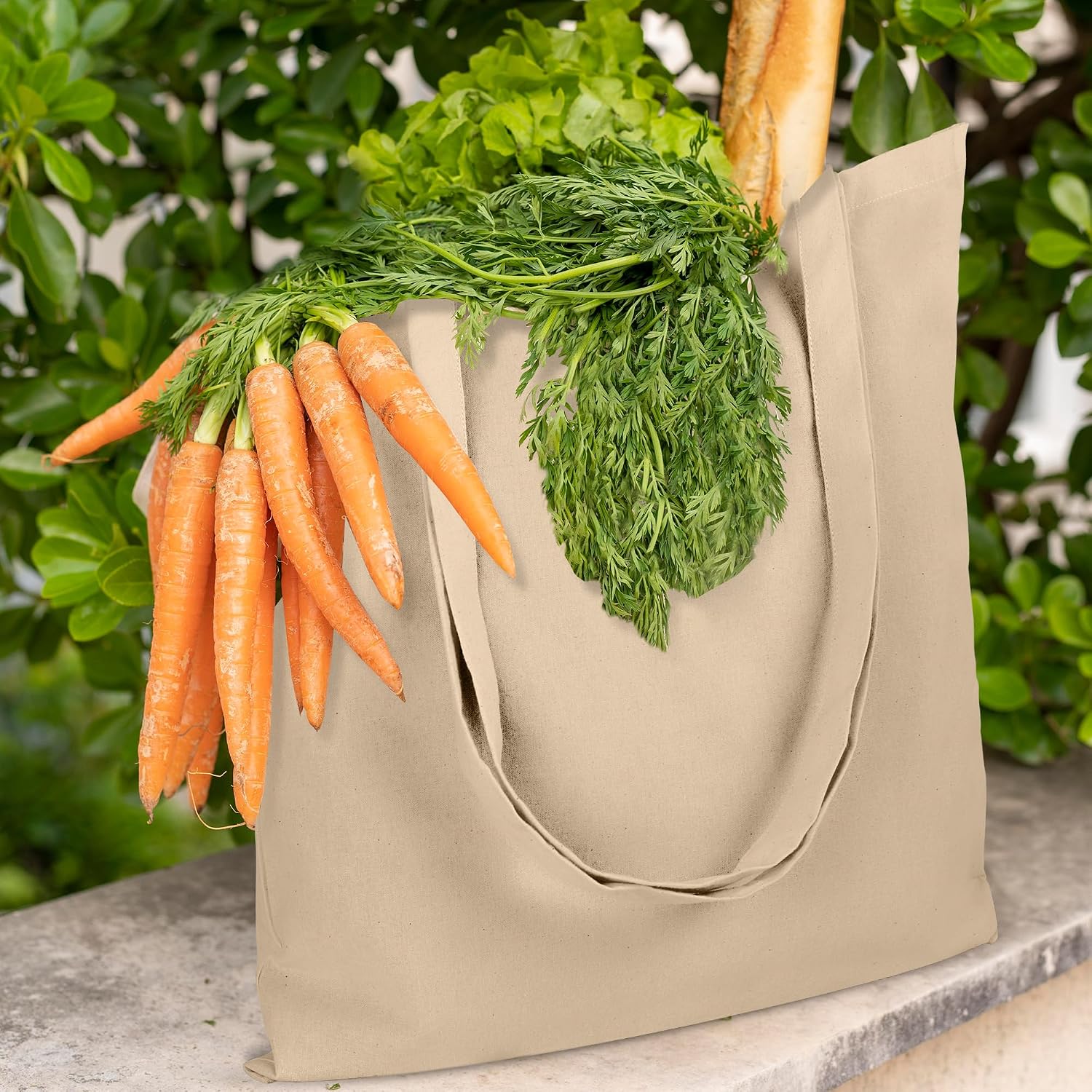 Urban Villa 6-Pack Reusable Cotton Tote Bags – Heavy-Duty Grocery Shopping Bags, Orange - View #10