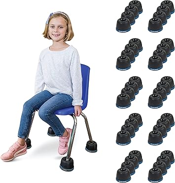 Bouncyband Wiggle Wobble Chair Feet, 10-Pack Transform a Standard School Chair into a Wobble Chair Chair Feet for Classroom Help Improve Concentration and Calm Children Aged 3+