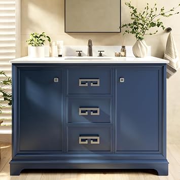 48 Inch Bathroom Vanity with Sink, Fully Assembled, Navy Blue
